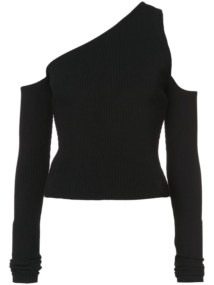 Amiri One Shoulder Knit Top - Black