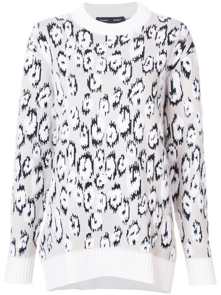 Proenza Schouler - Knitted Leopard Sweater - Women - Polyester/viscose/virgin Wool - S, Nude/neutrals, Polyester/viscose/virgin Wool