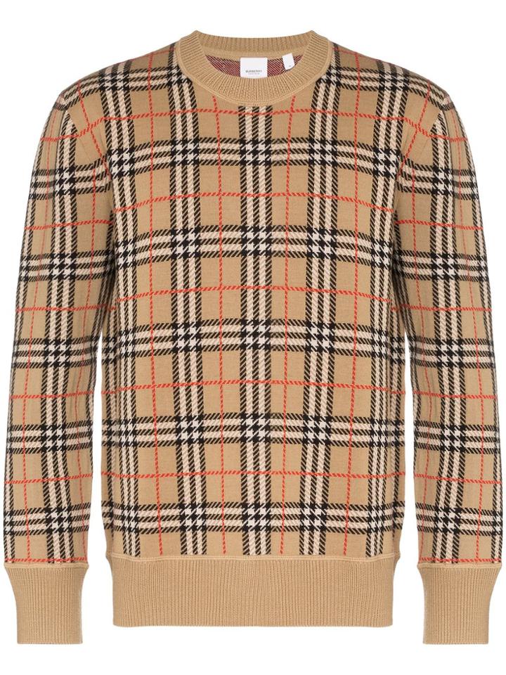 Burberry Checked Jacquard Sweatshirt - Brown