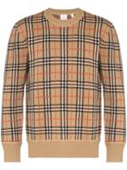 Burberry Checked Jacquard Sweatshirt - Brown