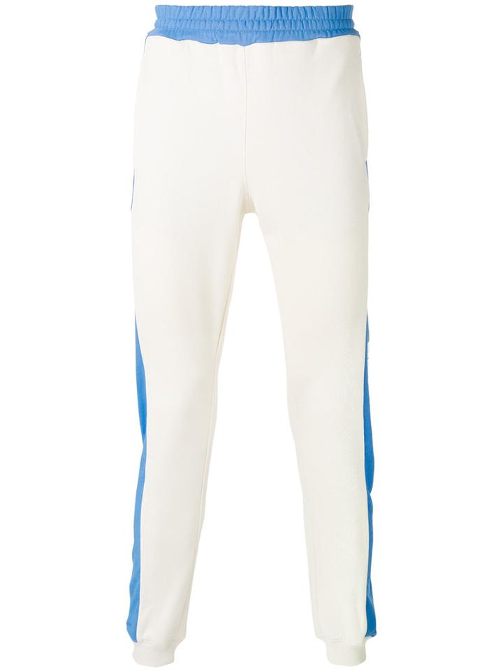 Msgm Logo Print Track Pants, Men's, Size: Xs, White, Cotton