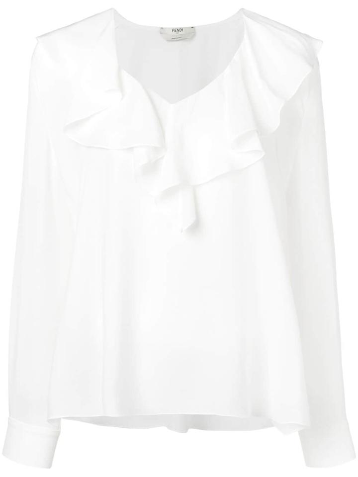 Fendi Ruffle Detail Blouse - White