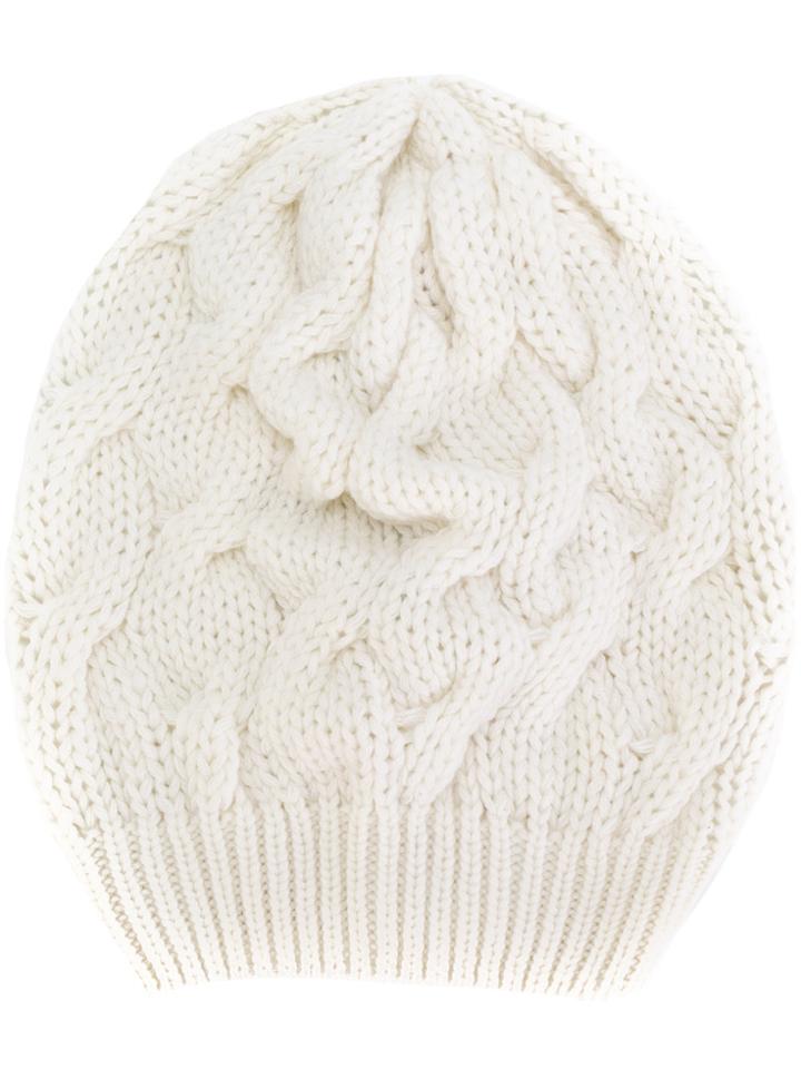Cruciani Chunky Cable Knit Beanie - White
