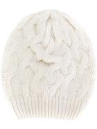 Cruciani Chunky Cable Knit Beanie - White