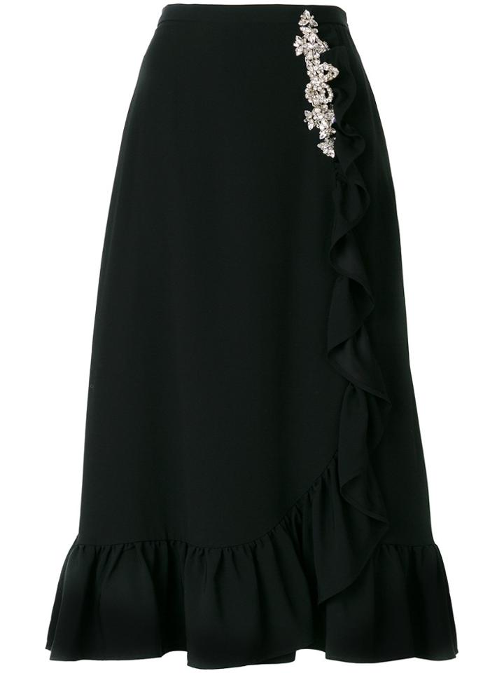 Christopher Kane Crystal Frill Skirt - Black
