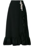 Christopher Kane Crystal Frill Skirt - Black