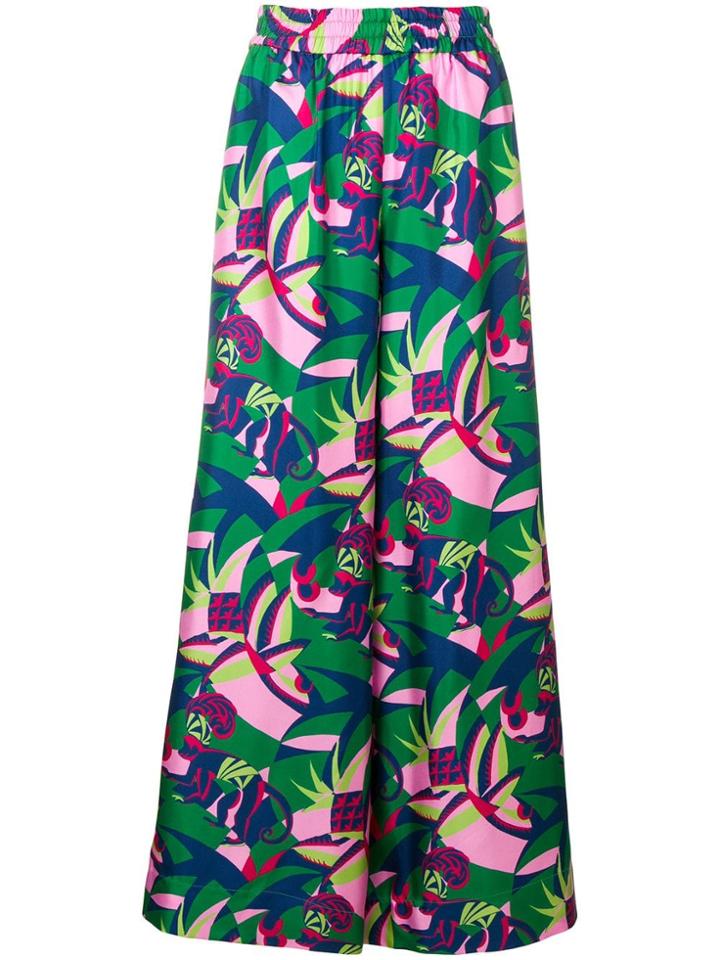 La Doublej Colour-block Flared Trousers - Blue
