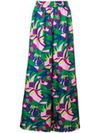La Doublej Colour-block Flared Trousers - Blue