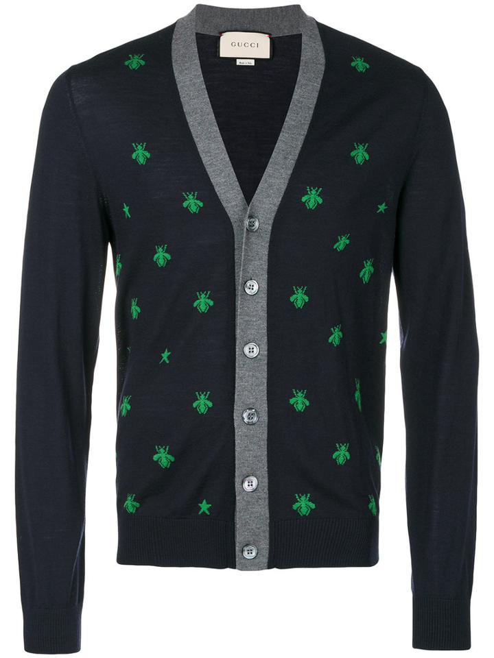 Gucci - Bee And Star Cardigan - Men - Wool - L, Blue, Wool