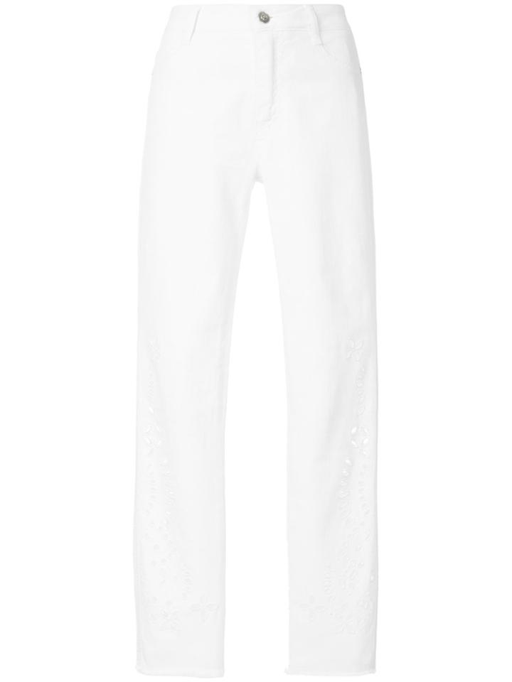 Ermanno Ermanno Laser Cut Detail Trousers - White