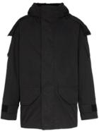 Yves Salomon Bachette Shearling Lined Hooded Coat - Black