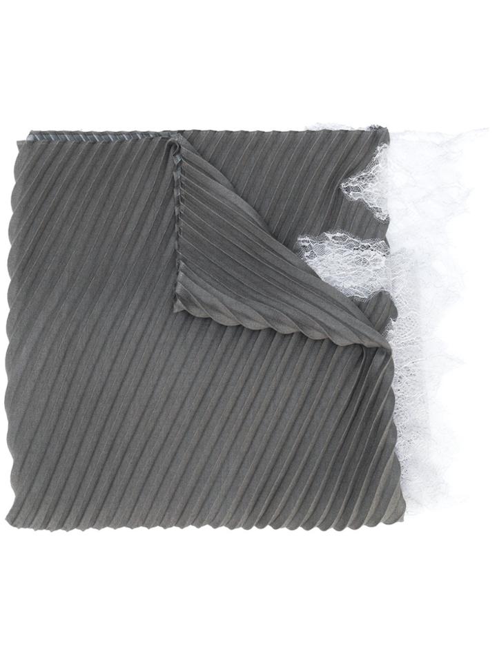 Valentino Valentino Garavani Lace-paneled Plissé Scarf - Grey
