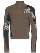 Gmbh Zipped Patchwork Sweater - Brown