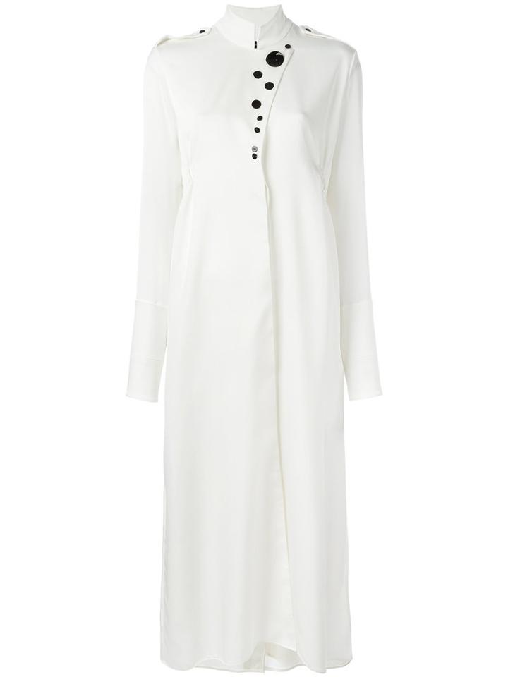 Ellery High Neck Shirt Dress, Women's, Size: 10, Nude/neutrals, Silk/spandex/elastane