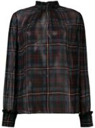 Philosophy Di Lorenzo Serafini Ruched Front Mock Neck Blouse - Blue