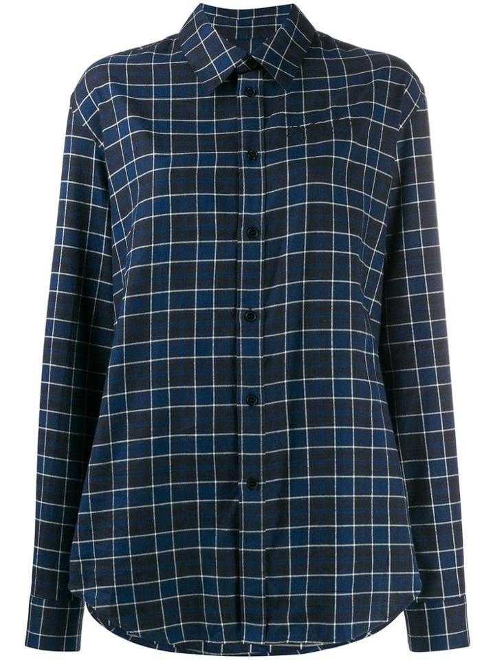 Martine Rose Check Print Long-sleeved Shirt - Blue