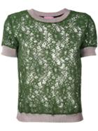 D'enia - Crew Neck Lace Top - Women - Nylon/acetate/metallized Polyester - S, Green, Nylon/acetate/metallized Polyester