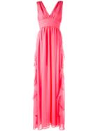 Msgm V-neck Gown, Women's, Size: 46, Pink/purple, Polyester