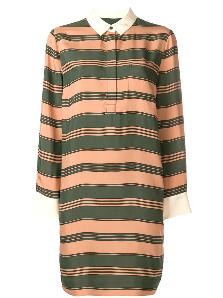 Essentiel Antwerp Long-sleeve Stripe Polo Dress - Nude & Neutrals