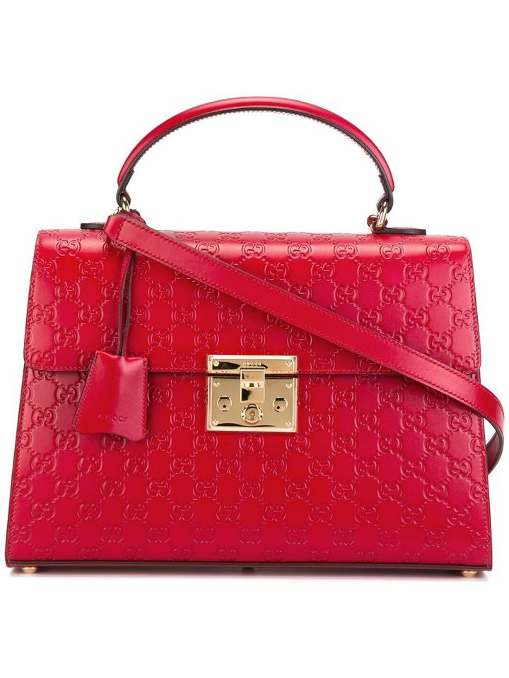 Gucci Padlock Gg Supreme Tote, Women's, Red, Leather