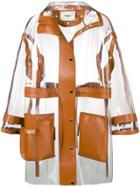 Fendi Leather Trim See-through Raincoat - Brown