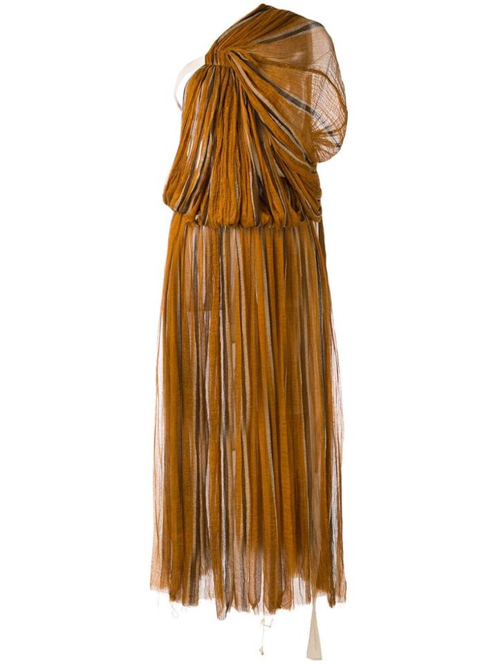 Uma Wang Striped Asymmetric Dress - Brown