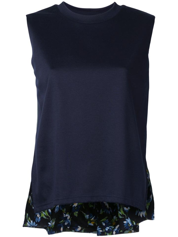 Clane Sleeveless Floral Hem Top - Blue