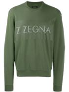 Z Zegna Logo Print Long-sleeved Sweatshirt - Green