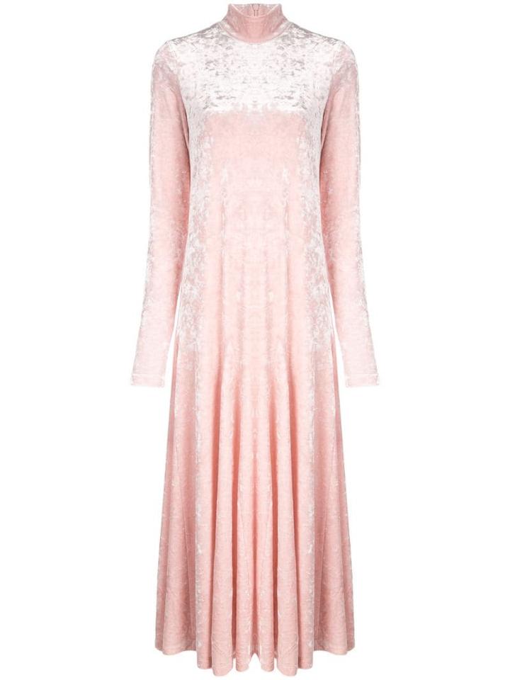 Ganni High Neck Maxi Dress - Pink