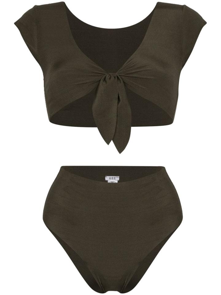 Ack Green Marina Tie Back High Waisted Reversible Bikini