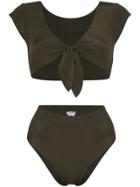 Ack Green Marina Tie Back High Waisted Reversible Bikini