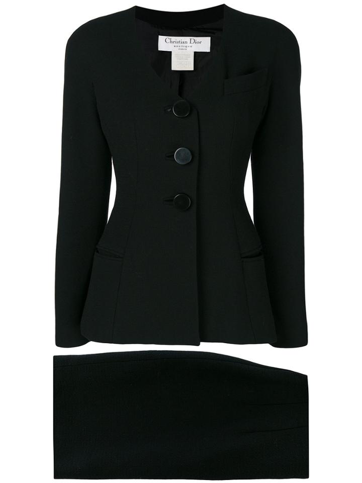 Christian Dior Vintage Slim Fit Skirt Suit - Black