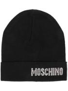 Moschino Crystal Embellished Logo Beanie - Black