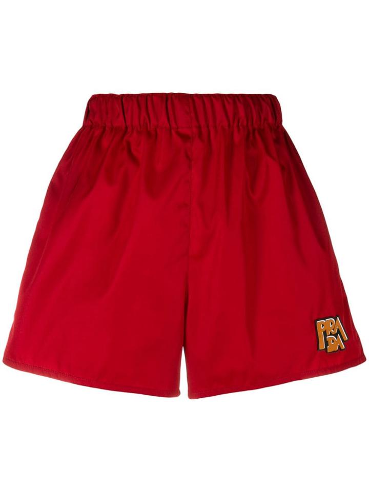 Prada Logo Patch Shorts - Red