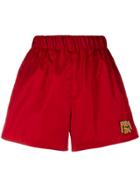 Prada Logo Patch Shorts - Red