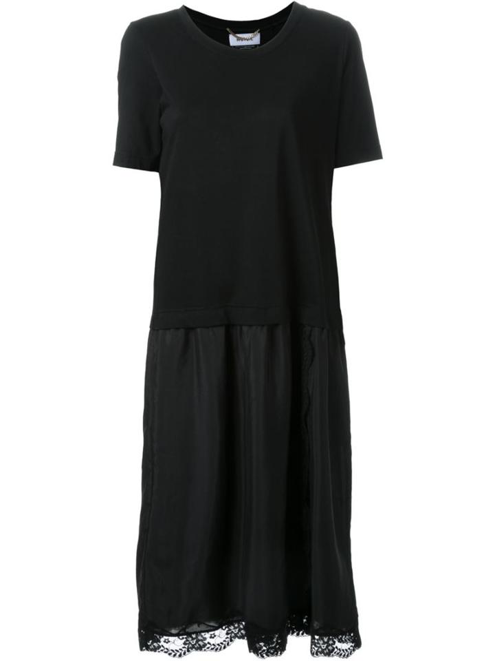 Muveil Lace Trim T-shirt Dress, Women's, Size: 38, Black, Polyester/cotton