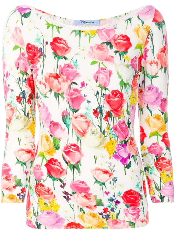 Blumarine Roses Print Top - White