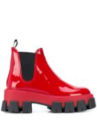 Prada Ridged Sole Ankle Boots - Red