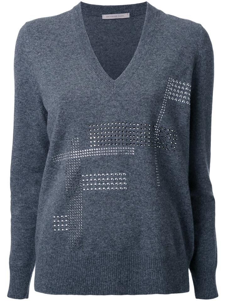 Christopher Kane Hotfix V-neck Jumper - Grey
