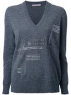 Christopher Kane Hotfix V-neck Jumper - Grey