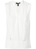 Derek Lam Fringed V-neck Top, Women's, Size: 48, White, Silk
