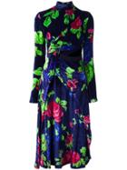 Msgm Floral Wrap Dress - Multicolour