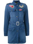 Mr & Mrs Italy Multi-patch Belted Jacket, Women's, Size: 42, Blue, Cotton/polyester/glass Fiber