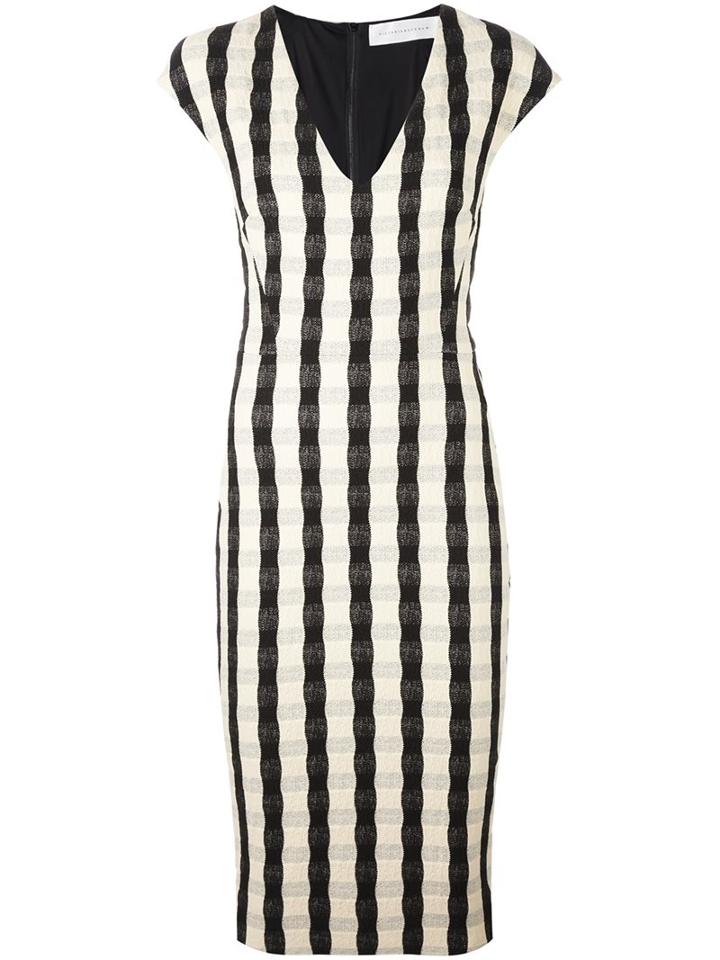 Victoria Beckham Fitted Gingham Dress, Women's, Size: 8, Black, Polyester/cotton/spandex/elastane
