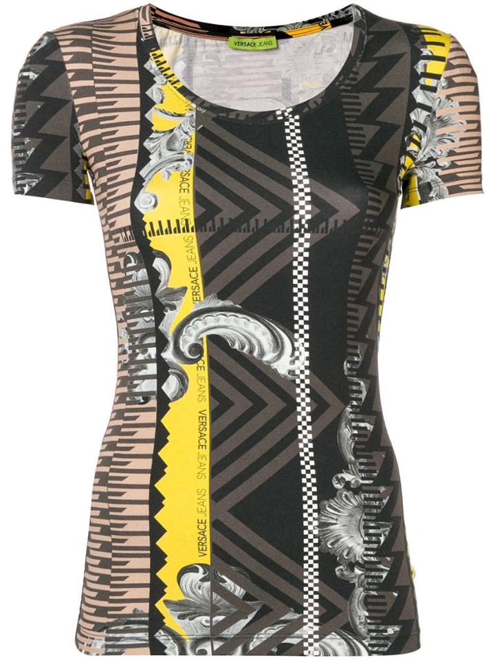 Versace Jeans Printed Fitted T-shirt - Yellow & Orange