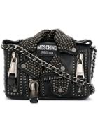 Moschino Studded Leather Jacket Bag - Black