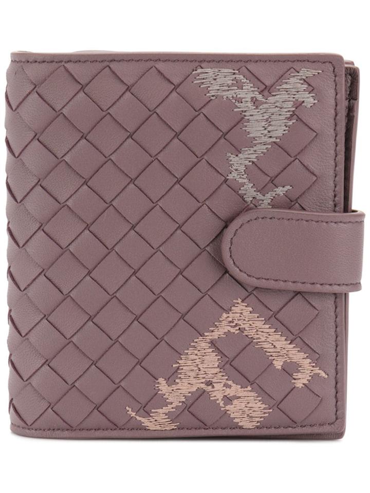Bottega Veneta Embroidered Intrecciato Mini Wallet - Pink