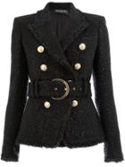 Balmain Belted Tweed Jacket - Black