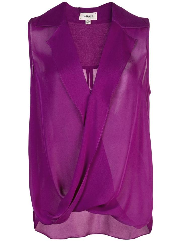 L'agence Draped Sleeveless Blouse - Purple