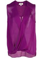 L'agence Draped Sleeveless Blouse - Purple